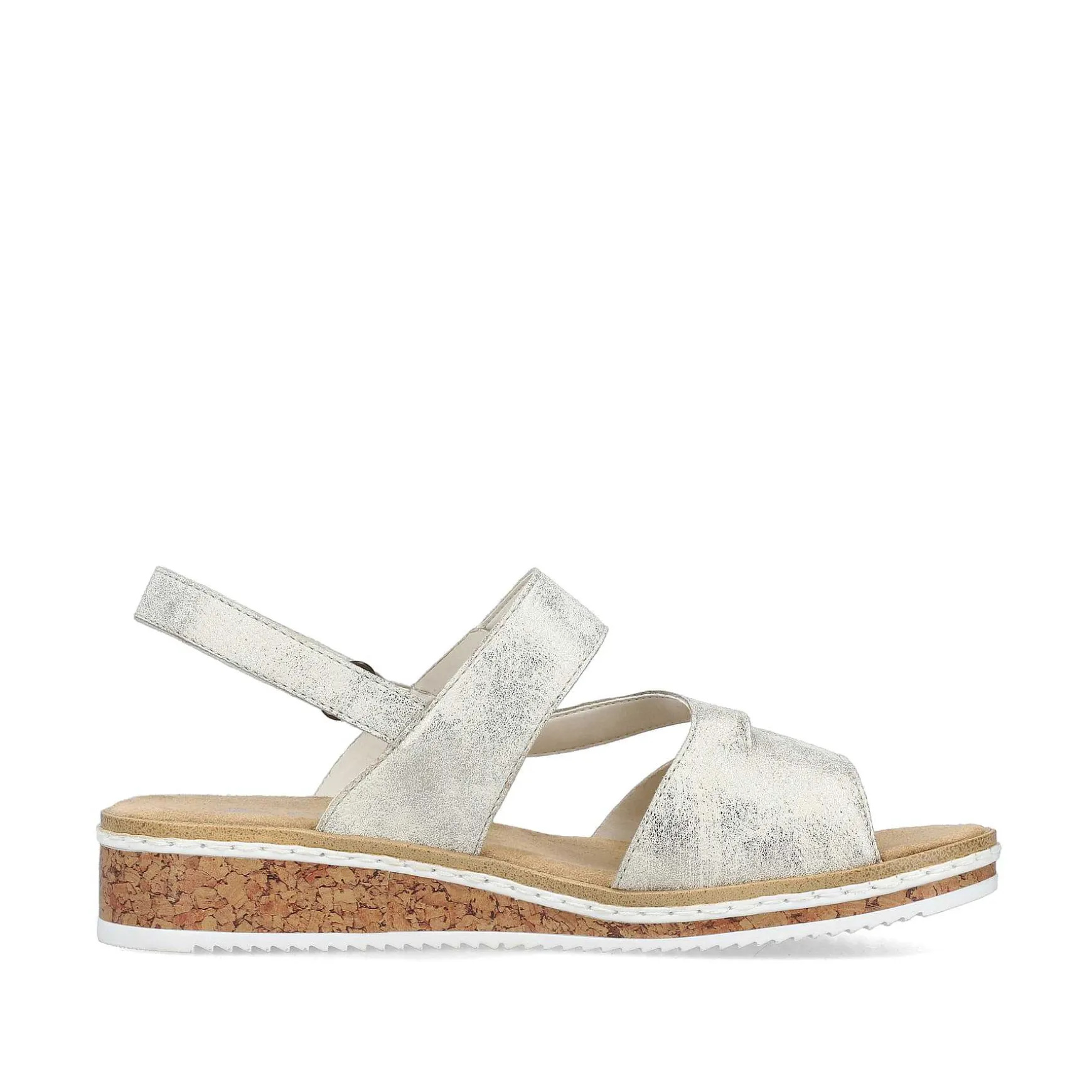 Rieker Women'S Wedge Sandals Silver Metallic