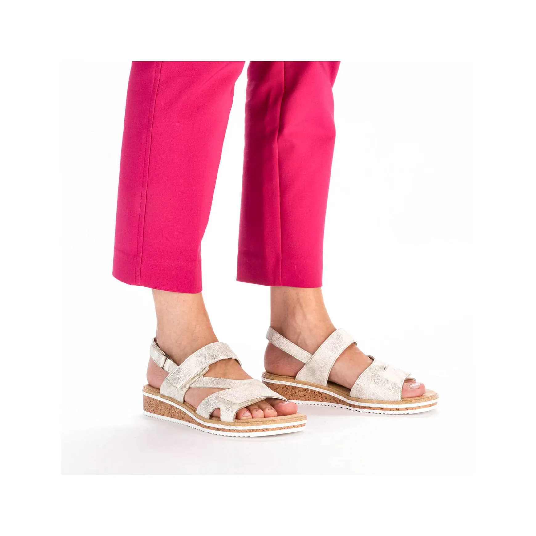 Rieker Women'S Wedge Sandals Silver Metallic