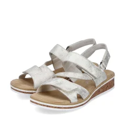 Rieker Women'S Wedge Sandals Silver Metallic