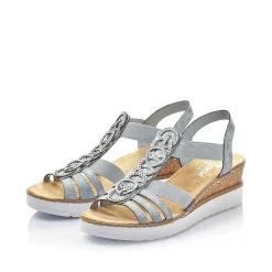 Rieker Women'S Wedge Sandals Denim Blue