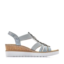 Rieker Women'S Wedge Sandals Denim Blue